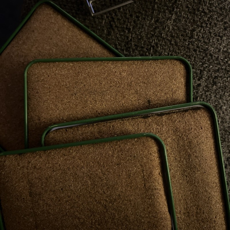 JOHN DEERE Four Piece Cork Coaster Set With Metal Holder 4x4" EUC gallery