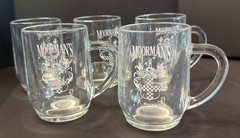 Set of 5 Monmouth Clear Glass Coffee Mug Moormans Feed Vintage Logo Collectible