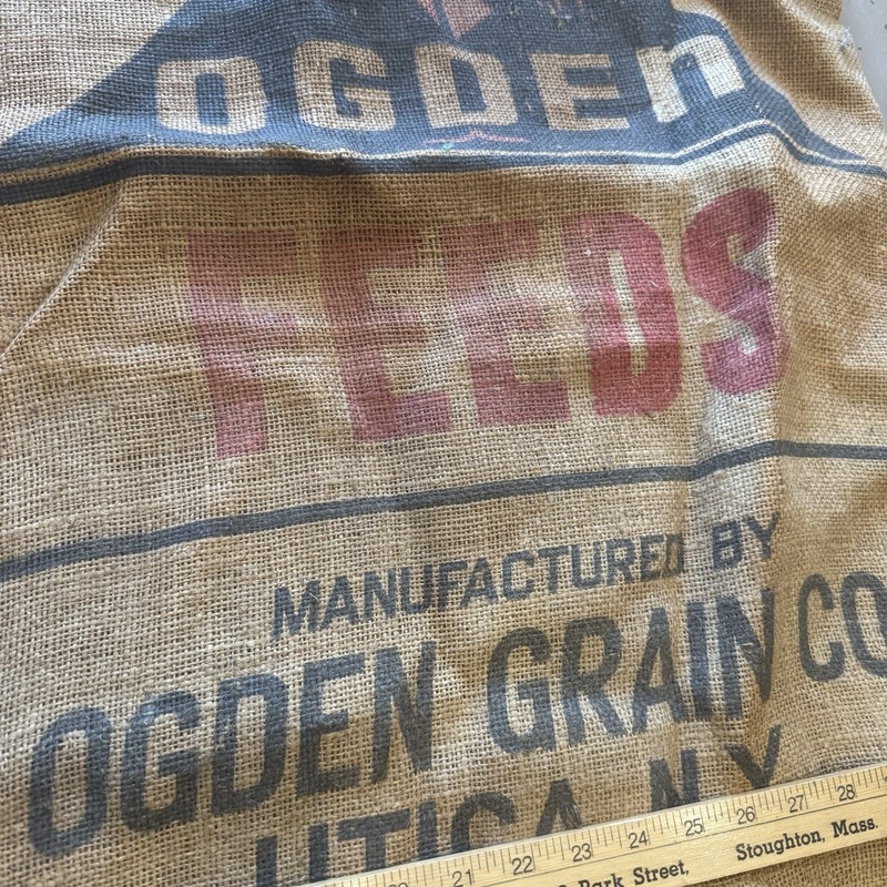 VTG Ogden Feeds Chicken Burlap Sack Utica NY 100 Lbs Farm Feed Deco Agriculture gallery