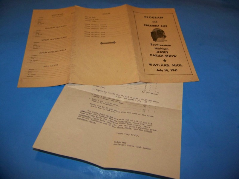 Program Southwestern Michigan Jersey Parish Show Wayland, Mich. 1941 & 4-H List gallery