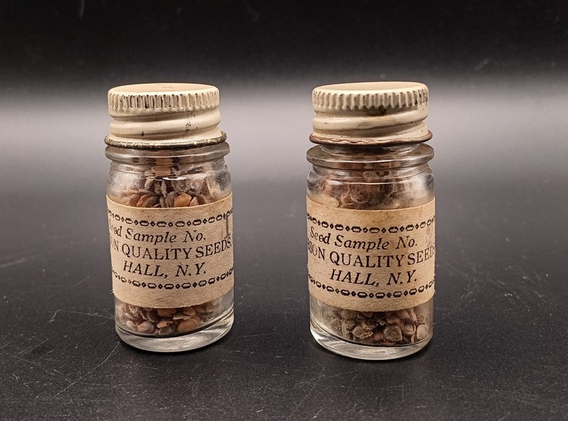 RARE Robson Quality Seeds Inc Hall, NY Mail Order Sampler Bottles Labels Garden