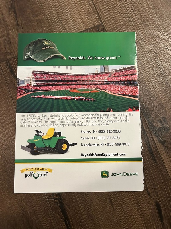 JOHN DEERE TRACTOR 8 X 11″ Ad Photo Poster MLB Baseball 2014 Lawn Care Mower