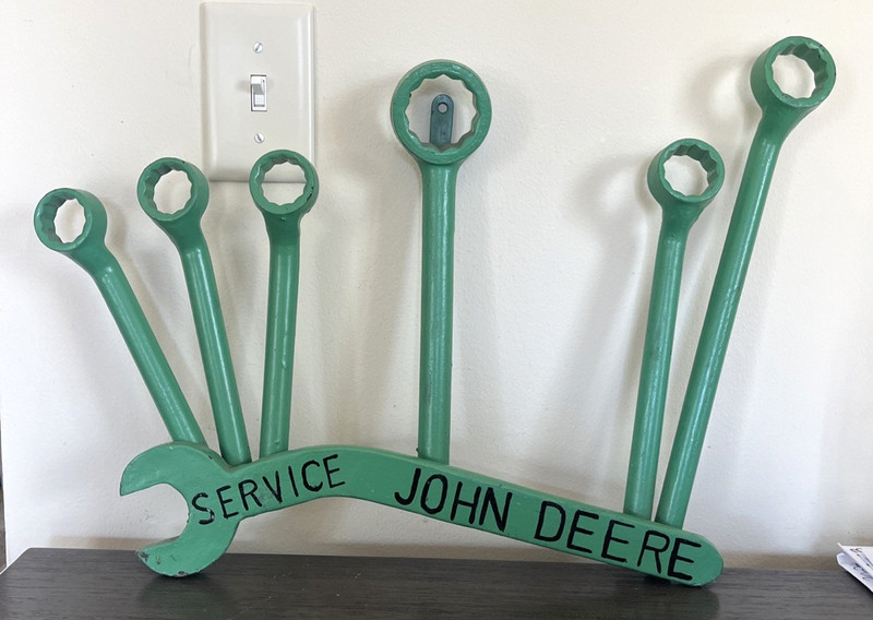 Large Handmade Steampunk John Deere Wrench Wall Art Sign HEAVY 21×15 Welded Tool