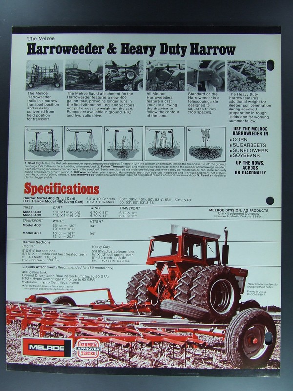 Melroe Harroweeder Heavy Duty Harrow Dealers Brochure Tractor Farming gallery