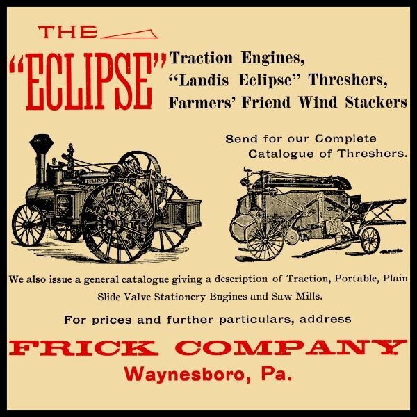 1898 Style Frick ECLIPSE Traction Engine NEW Sign: 40″ Square USA STEEL XXL Size