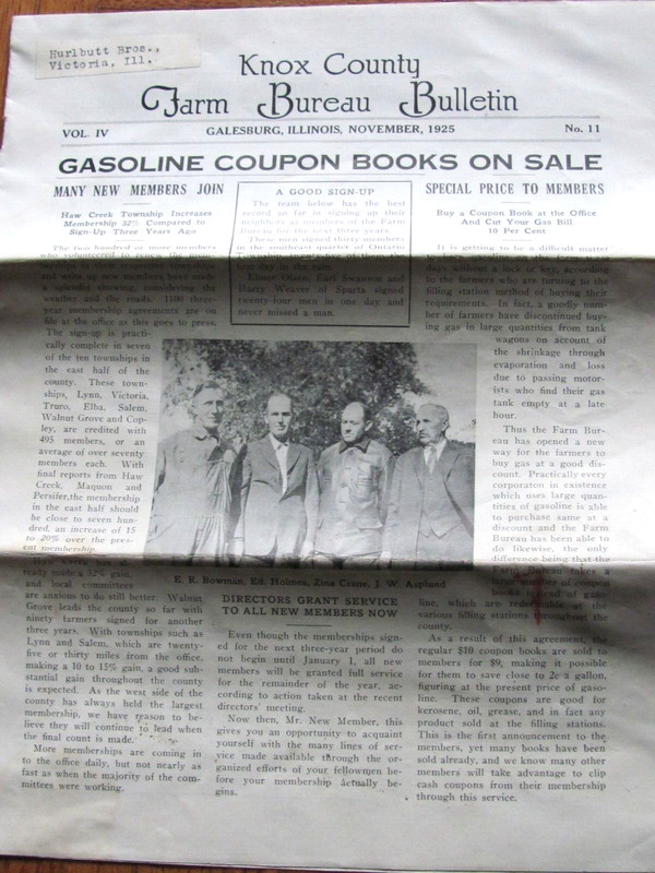 1925 KNOX COUNTY GALESBURG ILLINOIS FARM BUREAU MEMBER NEWSPAPER