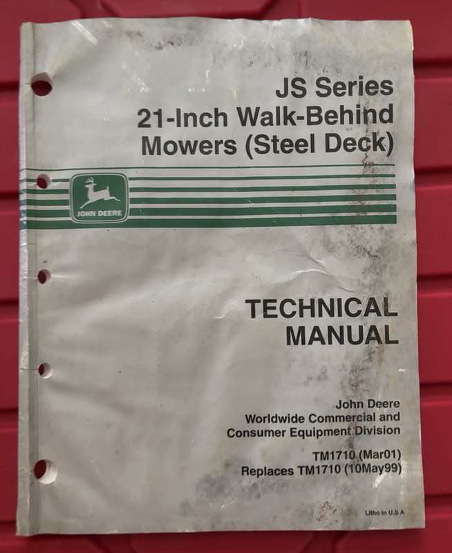 John Deere JS Series 21-Inch Walk-Behind Mowers Technical Manual TM1710 Mar01