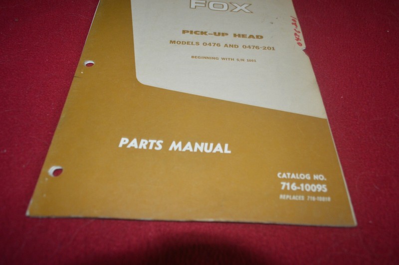 Fox 0476 0476-201 Pickup Units For Forage Harvester Parts Book Manual TBPA