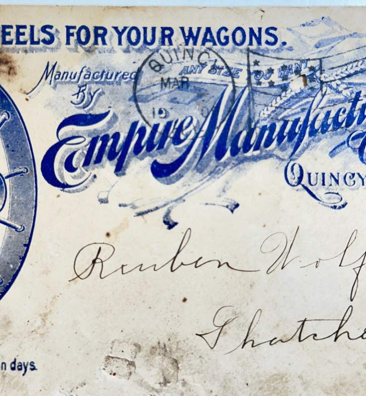 1909 Empire Manufacturing Co Quincy IL Illustrated Advertising Cover Envelope