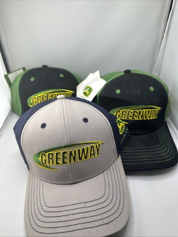 3 New With Tags John Deere Greenway Caps 2 Green& Black 1 Gray & Blue