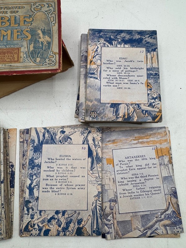 Antique Illustrated Game of Bible Names Card Game w/ Box (Box Rough) gallery