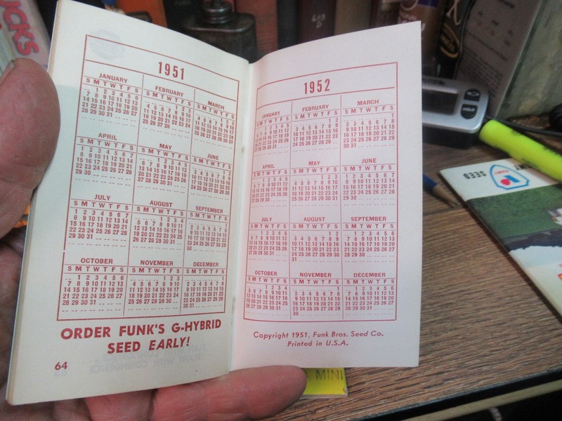 FUNK'S G HYBRIDS seed corn NOTE BOOK 1951 52 BROWN BROTHERS OSAKIS MINNESOTA gallery