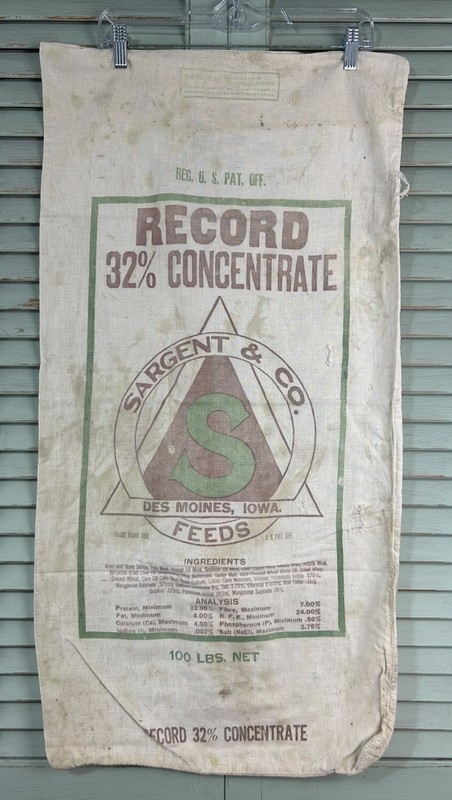 Vintage Cloth Sargent & Co Des Moines Iowa Feed Sack Farm Ranch Primitive Rustic