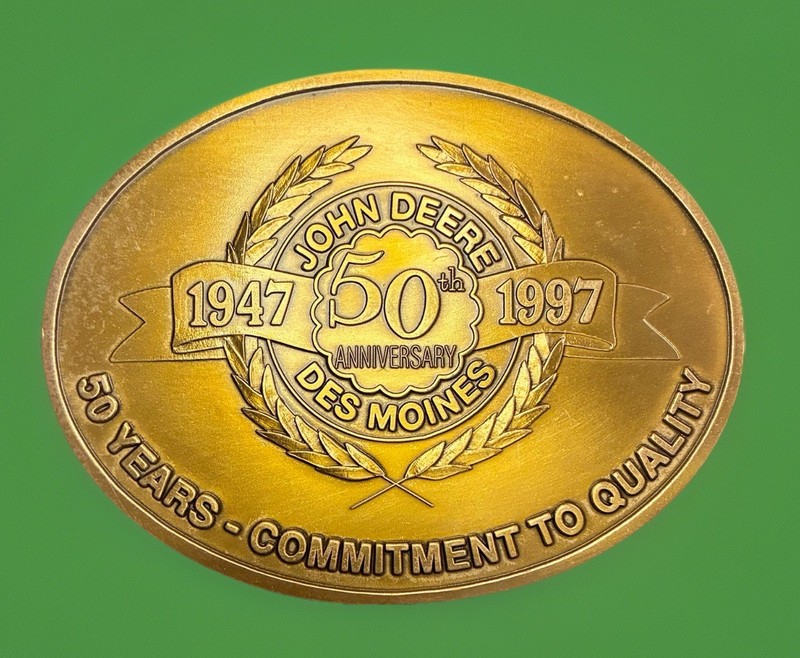 JOHN DEERE 50th Anniversary Des Moines, Iowa Limited Edition Brass Medallion