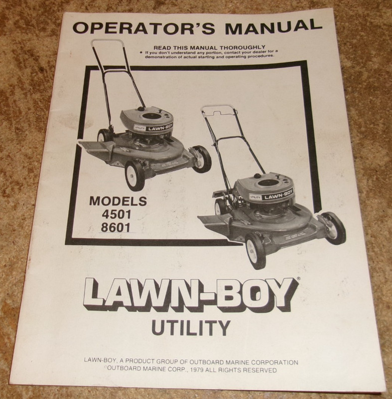 1979 lawn-boy 4501/8601 push mowers operators manual good used