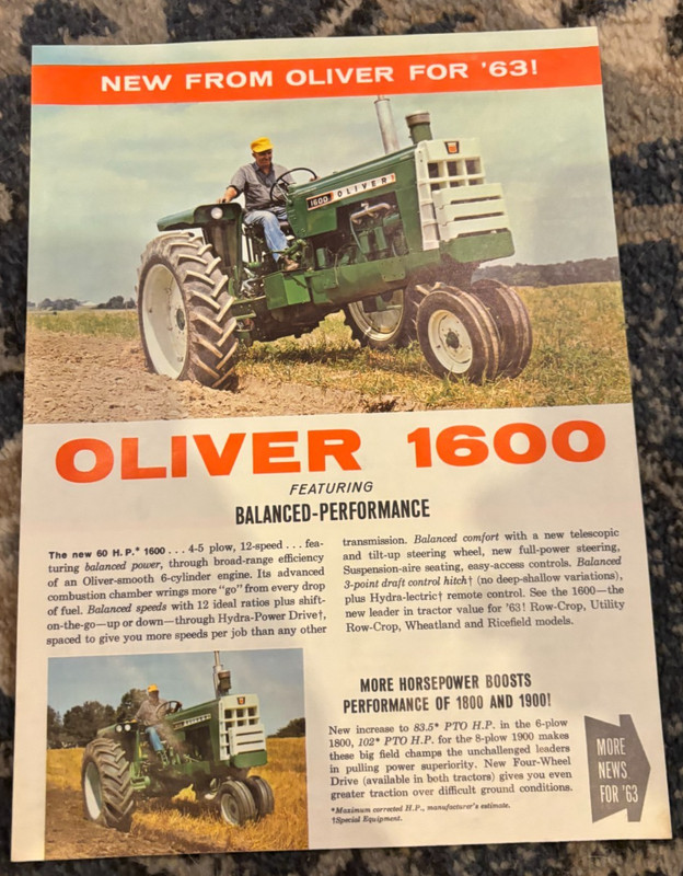 Oliver Tractor New For 1963 Brochure AMIL26