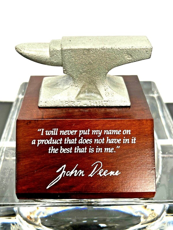 JOHN DEERE 1837-1987 150 YEAR ANNIVERSARY ANVIL PLAQUE