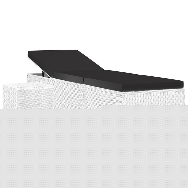 Patio Lounge Chair Sunlounger Sunbed with Cushion Table Poly Rattan vidaXL gallery