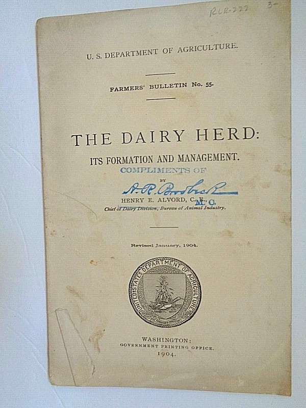US DEPARTMENT OF AGRICULTURE FARMER’S BULLETIN 1904 THE DAIRY HERD