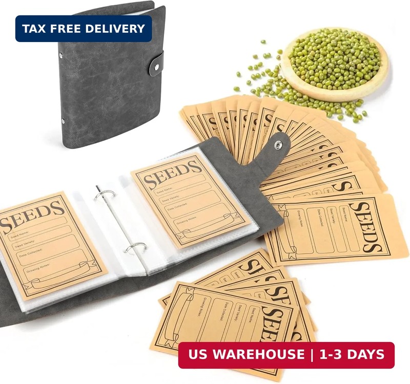 U0U Seed Storage Envelopes, Black Resealable Sealing Seed Envelopes Garden Seed