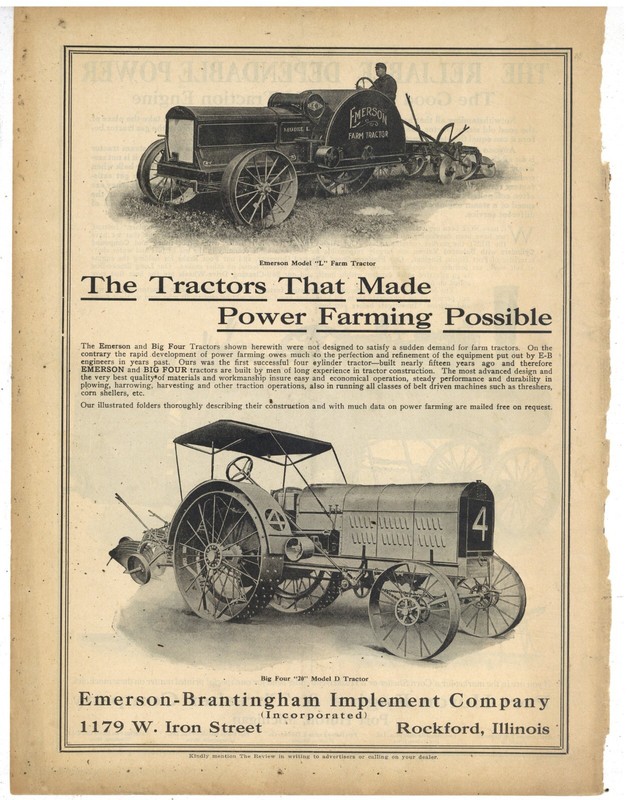 1915 Port Huron Engine & Thresher Ad: Longfellow REV Side Emerson Brantingham gallery