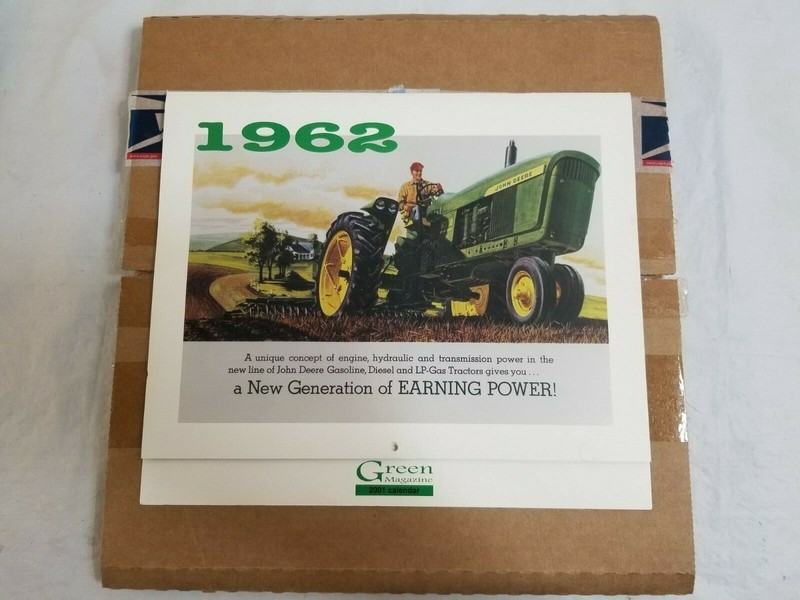 NIB 2001 Green Magazine JOHN DEERE Calendar w 1962 Gas, Diesel, & LP Tractors
