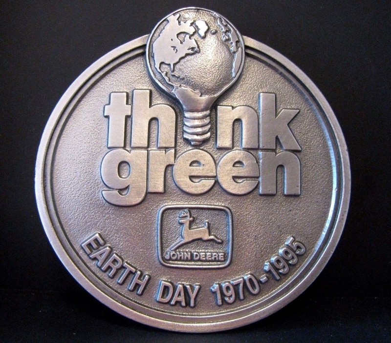 1995 John Deere Earth Day Think Green Pewter Belt Buckle #221/ 500 2nd in Series