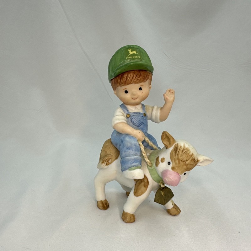 1999 Deere & Company Licensed 5" Figures Boy On Cow John Deere Bell Rings gallery
