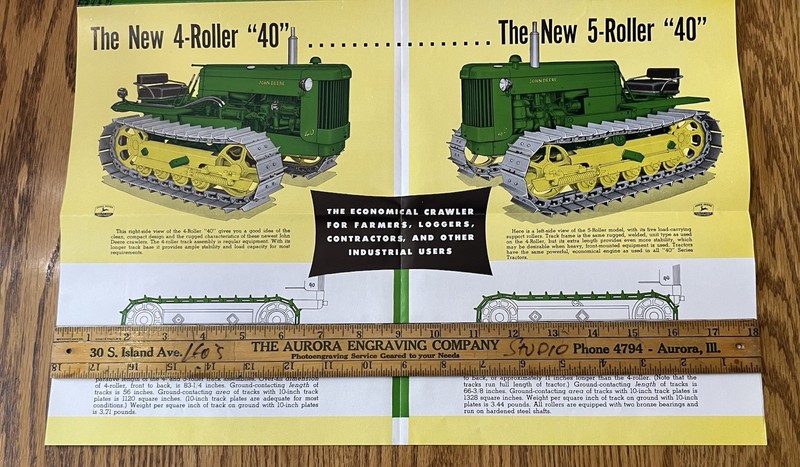 Rare 1954 Vintage John Deere 40 Crawler Brochure Folds Out To Poster 18” X 24” gallery