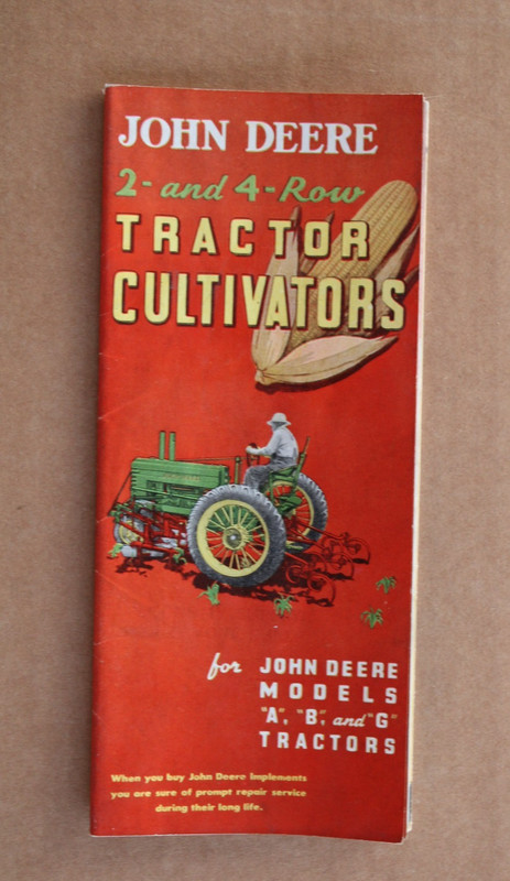 COLOR CENTERFOLD ~ 1939 JOHN DEERE CULTIVATOR FOR A B & G TRACTOR Old Brochure gallery