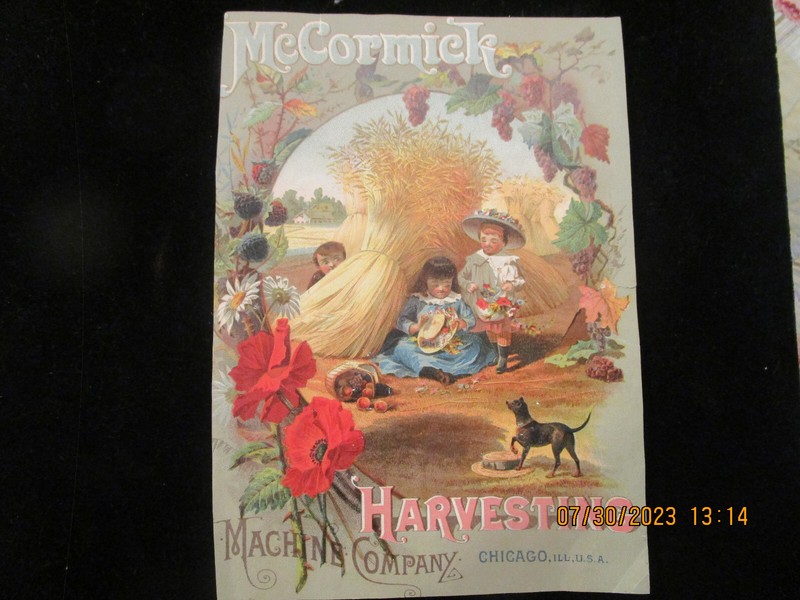McCORMICK HARVESTING MACHINE CO. Chicago Advertising Trade Card c1880s Antique