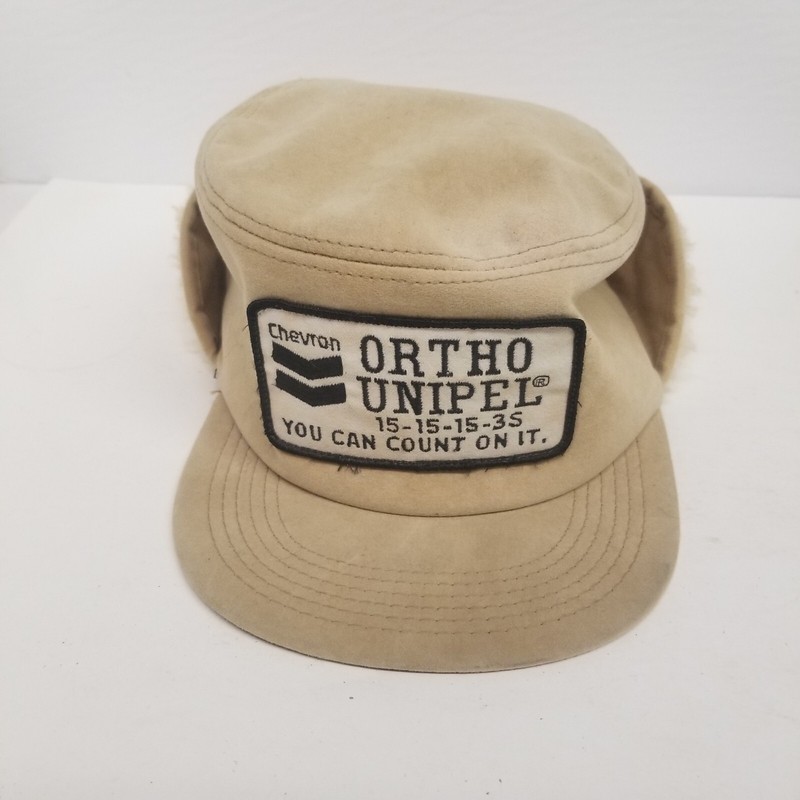 Vintage Chevron Ortho Unipel Fertilizer Patch K Products Hat w/ Earflaps, LOOK