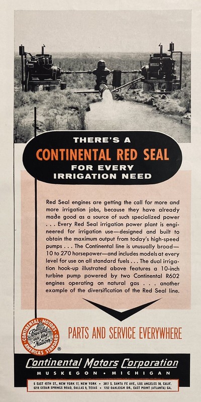 1958 AD(XH48)~CONTINENTAL MOTORS CO. MUSKEGON, MI. RED SEAL IRRIGATION MOTORS