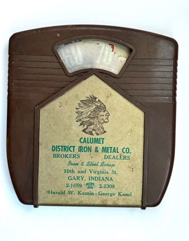 Vtg Calumet Indian Metal Iron Native American Chief Scale Thermometer Sign