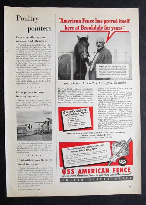 Original 1954 Fencing Ad Photo Endorsed by Thomas Piatt of Lexington KY 8 by 12