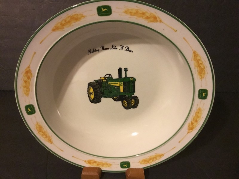 Gibson JOHN DEERE Lot of 2 Soup Salad Bowls Amber Waves Rim Style 8 1/8” Tractor gallery