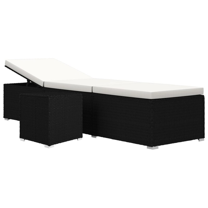 Patio Lounge Chair Sunlounger Sunbed with Cushion Table Poly Rattan vidaXL gallery
