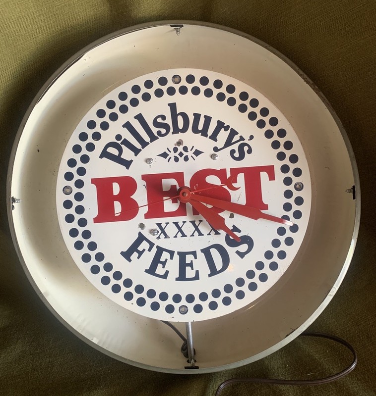Vintage Advertising Clock Light Up Sign Feed Store Farm Country Store As Is