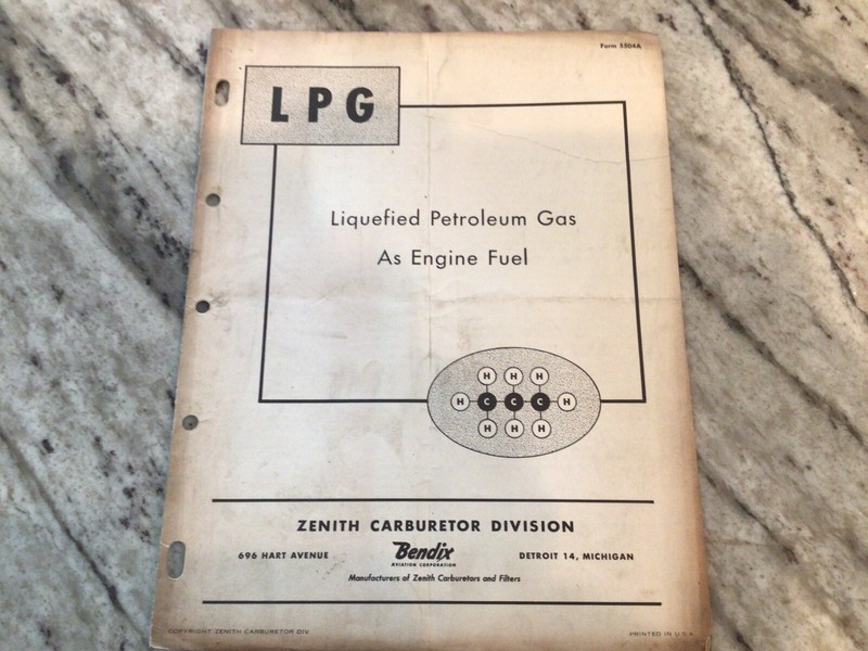 Zenith Bendix Carburetor LP Gas as engine fuel manual form 5504a farm tractor