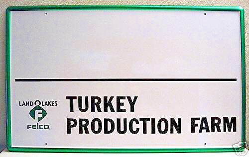 Vintage Land O Lakes Felco Feed Old Unused Turkey Farm Tin Sign Old Store Stock