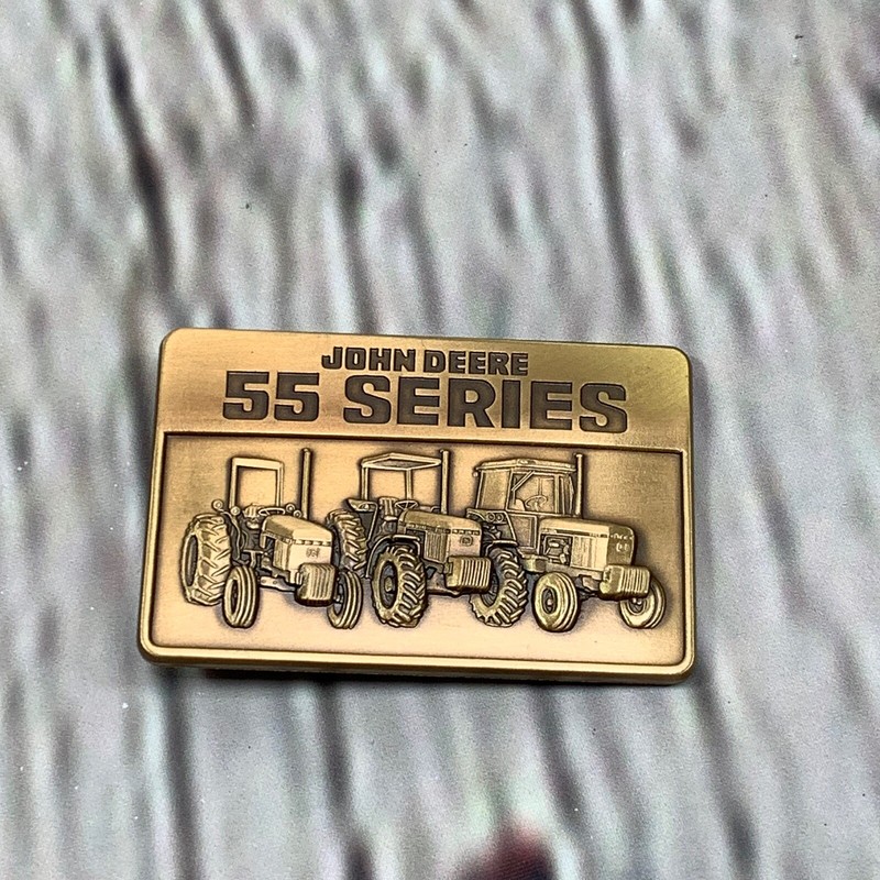 John Deere Belt Buckle Brass 55 Series 1987 Take the Advantage Tractor Vintage gallery