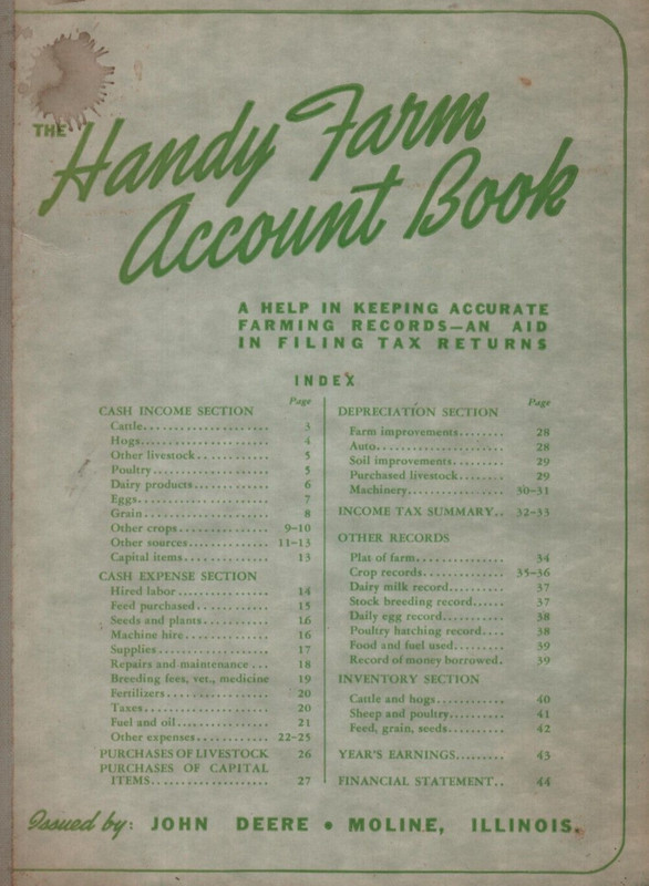 John Deere The Handy Farm Account Book 1958 1959 1960 Record Keeping 2024 Reuse