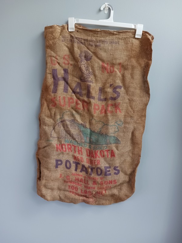 Hall’s Edinburg North Dakota Red River Burlap Potato Sack 100 Pound Bag