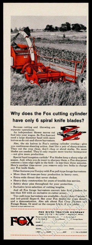 1962 Fox River Tractor cutting cylinder photo vintage print ad