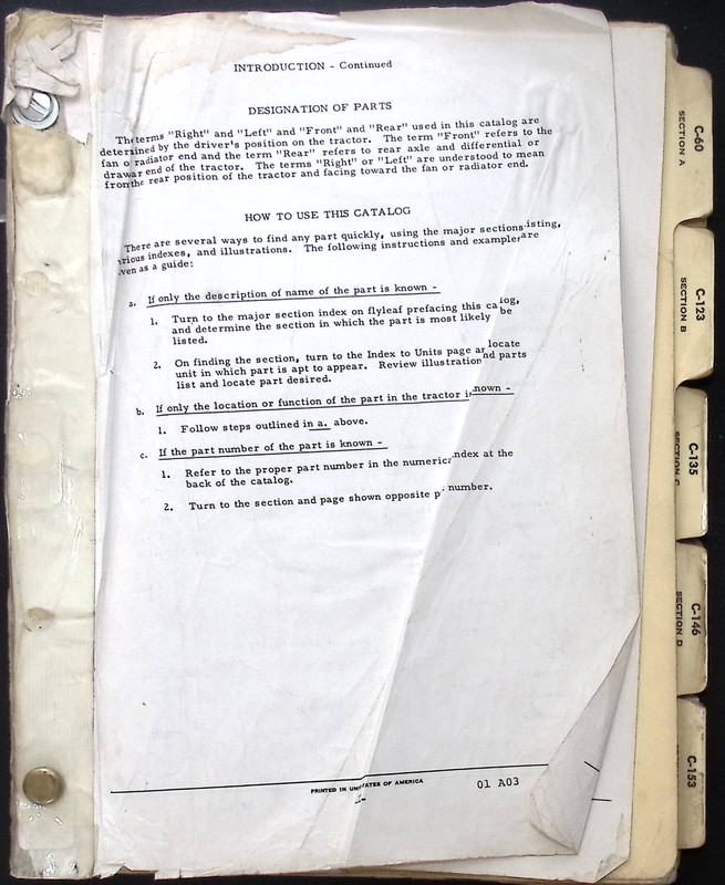 International Harvester Engine Parts Catalog C60, C123, C135, C146, C153, C175,