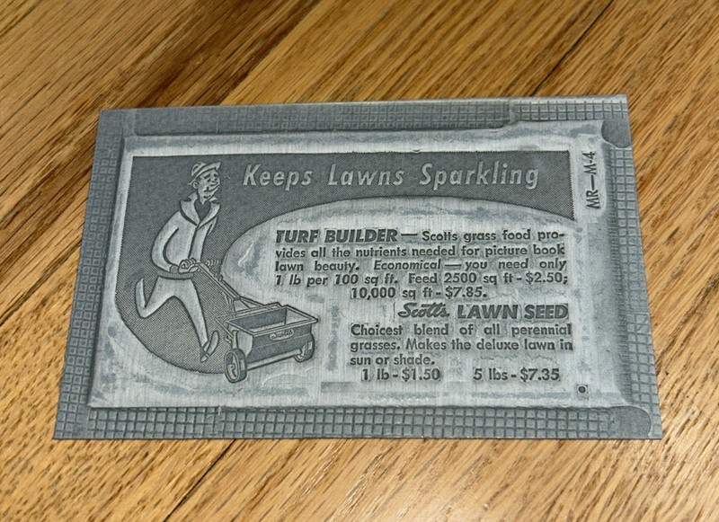 1940s O.M SCOTT & SONS Mat & Layout Ad SCOTT'S LAWN SEED Marysville OHIO gallery