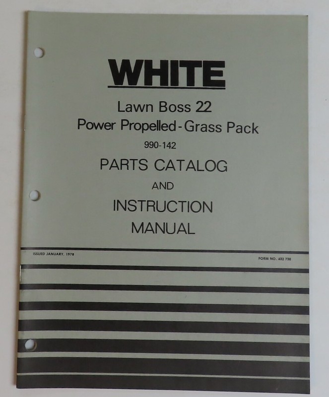 Vintage White Outdoor Products Lawn Boss 22 Grass Pack Parts Instruction Manual