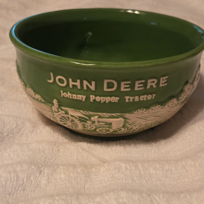 John Deere Stoneware Bowl 16 oz Johnny Popper Tractor Green Agriculture Theme