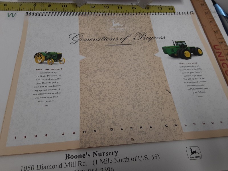 Vintage JOHN DEERE Advertising CALENDARS 1988-96' Tractors Equipment - 7 Lot gallery