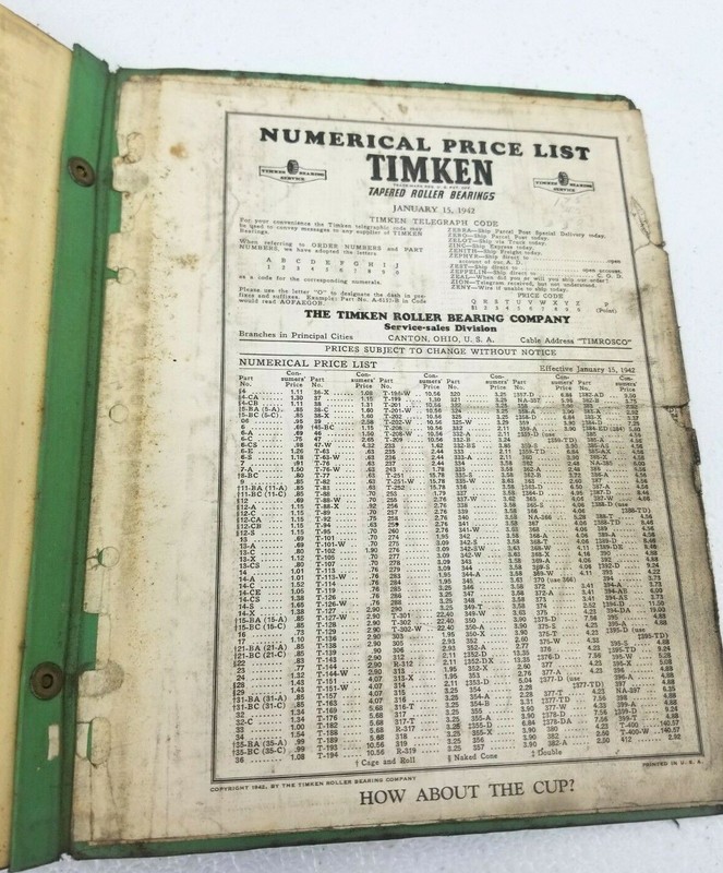 ORIGINAL 1942 JOHN DEERE REPAIR PART PRICE LIST No.1-G Nice JD Binder +updates gallery